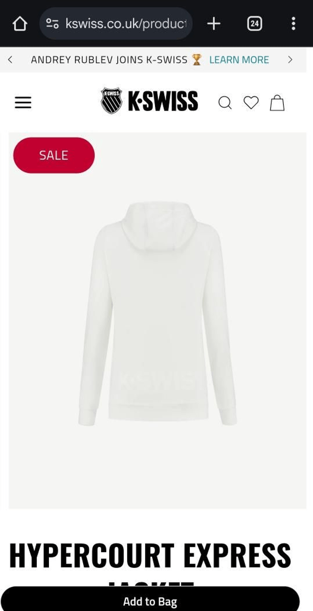 Kswiss hypercourt express jacket white size L